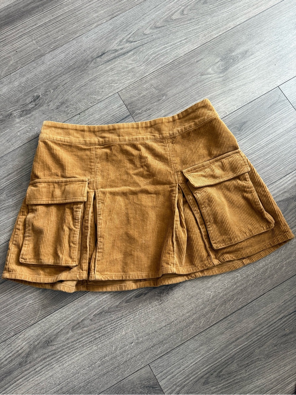 wild fable Mustard Corduroy Mini Skirt with Cargo Pockets